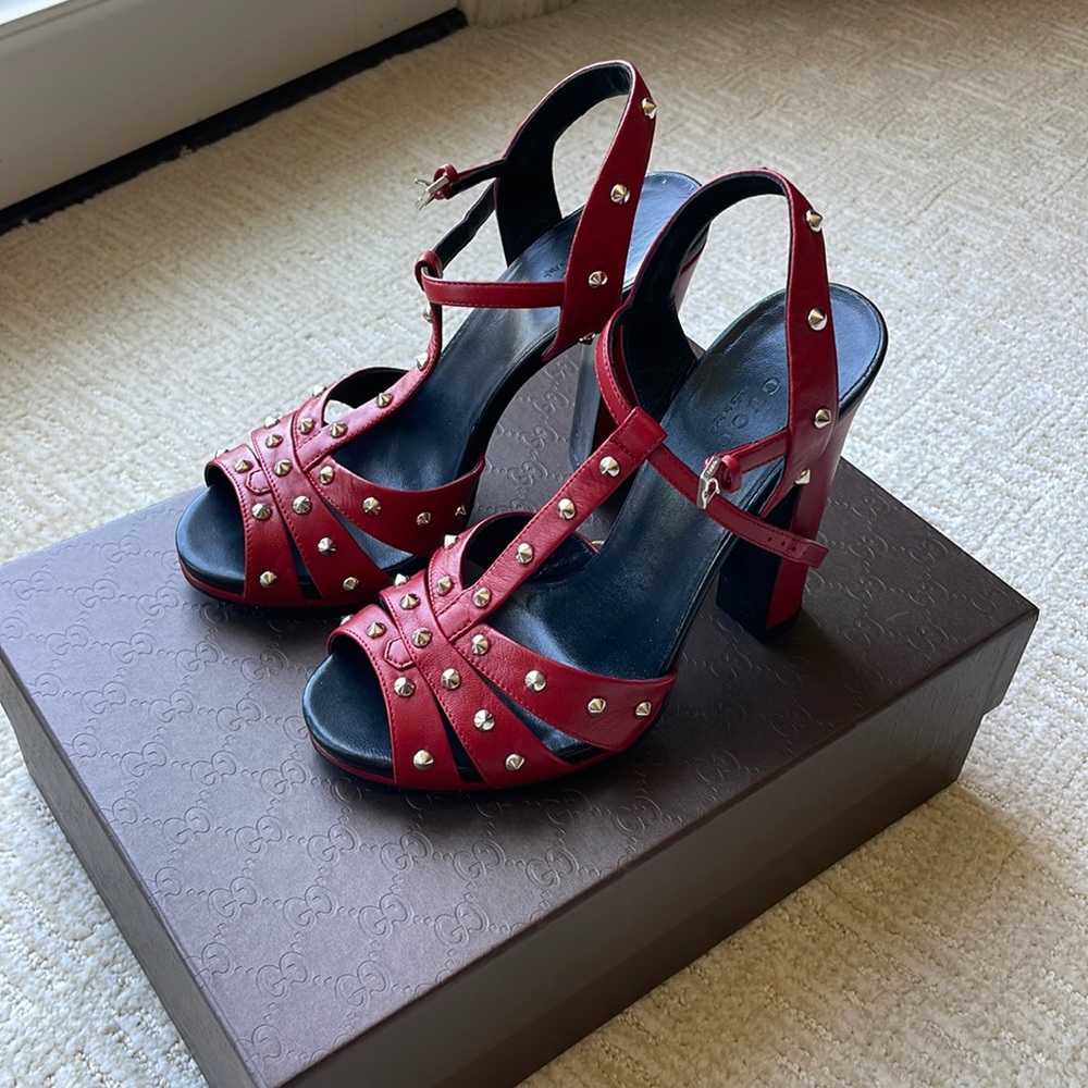 BRAND NEW Gucci Melville High Heel Studded Sandals
